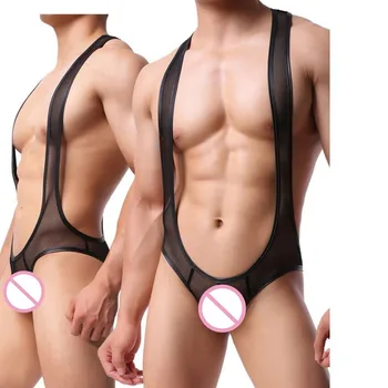 Mesh Transparent Body Tanga Oamenii Văd Prin Suspensor Corp Sexy Costum Gay Lenjerie Erotic Bodywear De Sex Masculin Lenjerie De Îmbrăcăminte