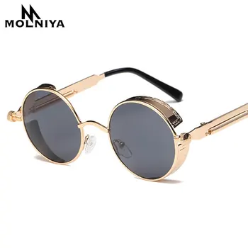 Metal Rotund Steampunk Bărbați ochelari de Soare pentru Femei Ochelari de Moda Designer de Brand Cadru Retro Vintage ochelari de Soare de Înaltă Calitate UV400