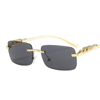 Mici fără ramă Pătrată ochelari de Soare pentru Femei Ochelari de Soare Pentru Barbati Femeie de Lux Shades Ochelari de Metal Leopard Oculos Gafas De Sol UV400