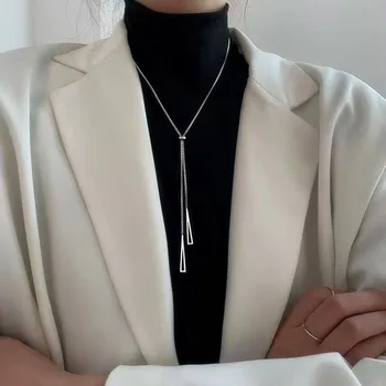 Moda Din Oțel Inoxidabil Geometrice Tassel Colier Lung Pentru Femei Personalitate Nouă Declarație De Bijuterii En-Gros