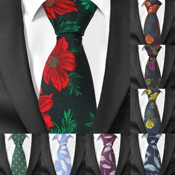 Moda Florale Cravate Pentru Barbati Skinny Barbati Cravata Gravatas Nunta Mirele Gât Cravată Cravată Poliester Jacquard Cravata Slim Vestidos