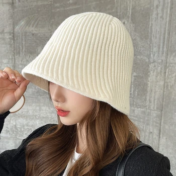 Moda Tricotate Pălărie Găleată Versiunea coreeană de Toamnă și de Iarnă Noi Pescar Cald Pălărie pentru Femei de Toate-meci Casual Ureche Capac de Protecție