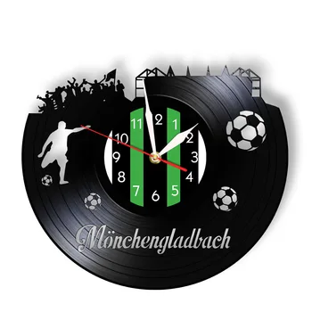 Mönchengladbach Orizontul Orașului Disc De Vinil Ceas Sport Decor Acasă Deutschland Fotbal, Stadionul De Fotbal Opera De Arta Retro Ceas De Perete
