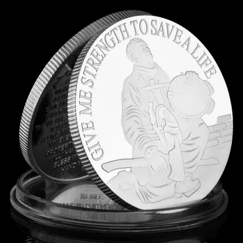 NE Pompier Suvenir Argint Placat cu Moneda Dă-Mi Puterea de A Salva O Viață de Colectie, Cadou de Pompier Rugăciune Moneda