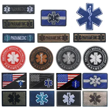 NE-statele UNITE ale americii Flag/EMT Steaua Vieții Broderie Patch-uri Paramedic Medic Ajutor Medical Crucea Militară Patch-uri Emblema Brodate Insigna