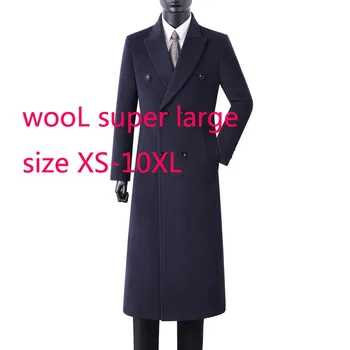 New Sosire de Înaltă Calitate de Moda pentru Bărbați de Lână Haină de Lână de Iarnă pentru Tineret Oameni X-long Double Breasted Palton Plus Dimensiune S-9XL10XL