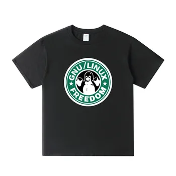 New Sosire Vara Vintage Grafic Teuri Gnu Linux Libertatea Amuzant Tricouri Pentru Femei, Barbati Tricou Casual din Bumbac cu Maneci Scurte T-shirt
