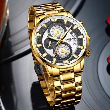 NIBOSI Ceas de Aur pentru Bărbați de Moda Mens Ceasuri de Top de Brand de Lux, de Afaceri, Creativ Casual rezistent la apă, Cronograf Relogio Masculino
