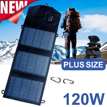 NOI 120W Plus Dimensiune Panou Solar Incarcator Solar Pliabil Placa de 5V USB de incarcare in conditii de siguranta cu Celule Solare Încărcător de Telefon pentru Casa de Tabără în aer liber