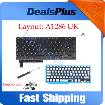 Noi A1286 marea BRITANIE Tastatura cu Iluminare din spate + Șuruburi Pentru Macbook Unibody 15.4