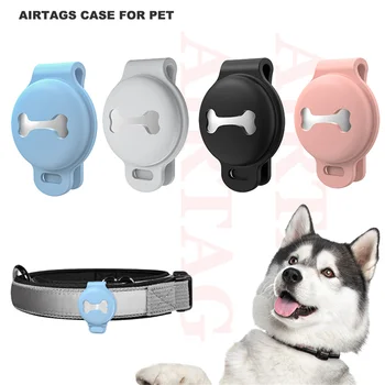 Nou animal de Companie Câine Pisică Silicon Moale Coajă de Protecție Pentru Apple Airtags Localizare Tracker Anti-a pierdut Drăguț Os Guler Curea Aer Tag Caz