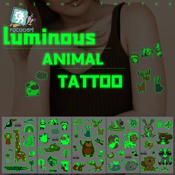 Nou Luminos Animale Autocolante Tatuaj Urs Panda Stralucitoare Tatuaj Temporar Pentru Copii Body Art Impermeabil Tatuaje False Copiii Taty