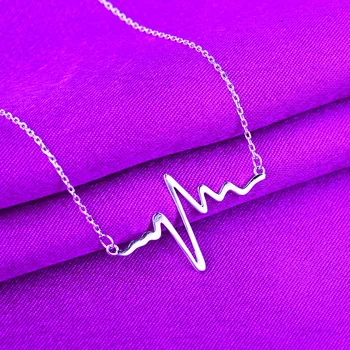Noua Moda la Modă Metal Simplu Lanț Populare Collares Cravată Colier ECG Electrocardiograma Colier Pentru Femei Bijuterii