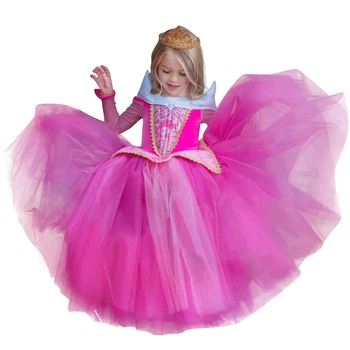 Nouă Fete frumoasa adormita Aurora Rochii Copii Petal multistrat Petrecere de Halloween Moda Fantezie Rochie Costum de Prințesă