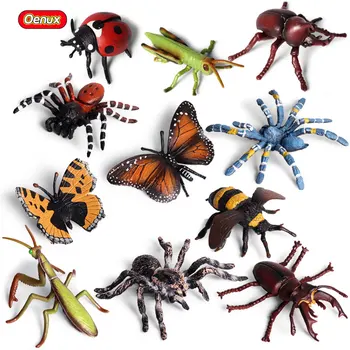 Oenux Animale Insecte Model Fluture Lăcustă Spider Cifrele De Acțiune Mantis Figurina De Albine Miniaturale Jucarii Educative Pentru Copii