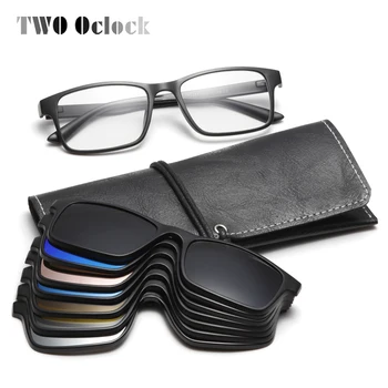 Ora DOUĂ Flexibil, Magnet pentru Bărbați ochelari de Soare Polarizati Clip-On Ochelari Femei 7 In 1 Ultra-Light Pătrat Ochelari 3D Optic Cadru A2247