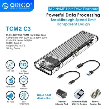 ORICO M2 Ssd Caz NVME SSD Cutie M. 2 până La USB de Tip C Transparent Hard Disk, Potrivit pentru NVME PCIE unitati solid state SATA M/B Cheie Disc SSD TCM2-C