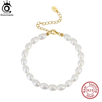 ORSA BIJUTERII Perle Naturale Bratari pentru Femei 14K Aur Argint 925 Bratari de Mireasa Bal Partid Perle Bijuterii GPB11
