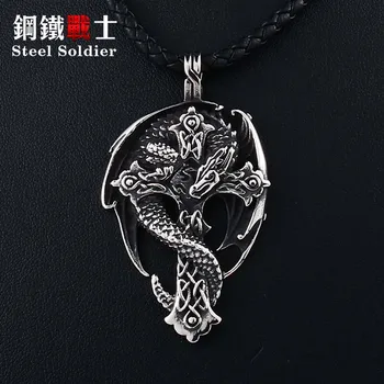 Oțel soldat bijuterii en-gros la cald stil chinezesc dragon design pandantiv din otel inoxidabil lanț colier cadou amuzant
