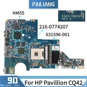 PAILIANG Laptop placa de baza Pentru HP Pavilion CQ42 Core HM55 216-0774207 Placa de baza 631596-001 DAAX1IMB6A0 tesed DDR3