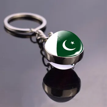 Pakistan Flag Breloc Steagul Pakistanez Glob De Cristal De Sticlă Cabochon Cheie Lanț Drapelul Național Cheie De Masina Lanț De Inele Cadou De Crăciun