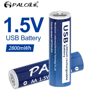 PALO 1.5 V AA Baterie Li-ion Capacitate de 100% 2800mwh Li-Polimer USB AA Reîncărcabile Litiu Li-ion Baterie AA + Cablu USB
