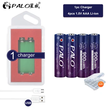 PALO 100% Original 900mWh 1.5 v AAA polimer aaa litiu baterii reîncărcabile li-ion baterie+1.5 V litiu li-ion încărcător usb