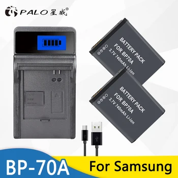 PALO 2pc BP-70A BP-70A BP70A Baterii aparat de fotografiat + LCD încărcător de baterie pentru Samsung SL50 SL600 ST95 ST100 ST6500 TL205 WB30F WB35F