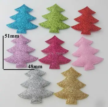 PANVGO Strălucitoare Glitter Culoare Căptușit Simțit Copac Patch-uri Pentru Scrapbooking 120Pcs Festival de Crăciun DIY Meșteșug Consumabile