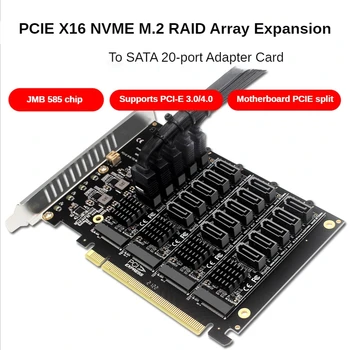 PCI-E X16 Semnal Split Matrice Card M. 2 NVME 4 Disk Raid Card de Expansiune PCIe 16x La SATA 20-Port Extins Adaptor Card JMB585 Cip