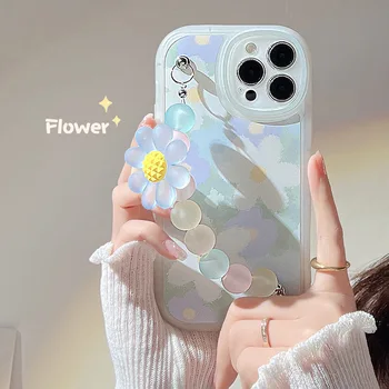 Pentru iphone 14 pro caz Cu Telefon Mobil Curea de Desene animate Drăguț Floare Rață Tipărite Silicon Moale de Protecție Caz Pentru Fete
