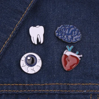 Personalitate Bărbați Și Femei de Îmbrăcăminte Depozitare Bijuterii Decorative Accesorii Organe Umane Creierul Ochi Dinți de Metal Broșe