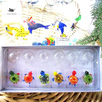 Personalizate lucrate manual din sticlă de murano plutitoare de sticla Sea turtle Figurine miniaturale de decor acvariu farmece pandantiv animale marine statui