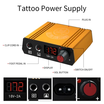 PHOENIXY Portabil LCD Dual 2A Tatuaj Alimentare Rapel Începe Puternic Pentru Tatuaj Machine Gun Aprovizionare