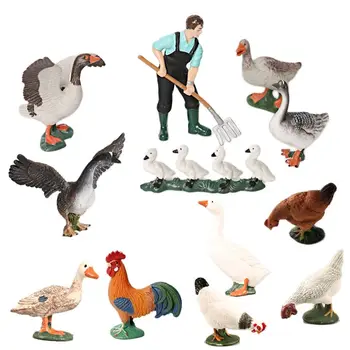 Pictate manual Simulare de Găină Rață Gâscă de animale de Fermă model Figurine,figurine decor accesorii Pvc Meserii statuie