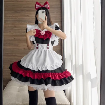 Plus Dimensiune Gothic Lolita Menajera Costume Cosplay Anime Demon Joc De Rol Costume Sexy Kawaii Funda Mare Șorț Menajera Rochie De Lenjerie 2022