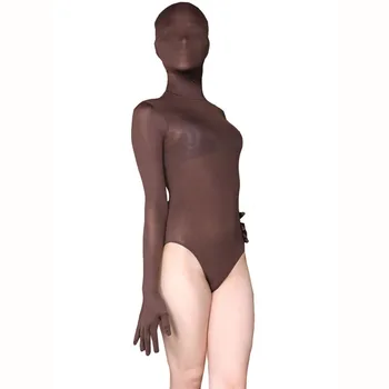 Plus Dimensiune Matase De Gheață Transparente Sexy O Singură Bucată Dresuri Jumătate Haina Zentai Cosplay Etapă De Îmbrăcăminte De Corp Sculptura Salopete Body