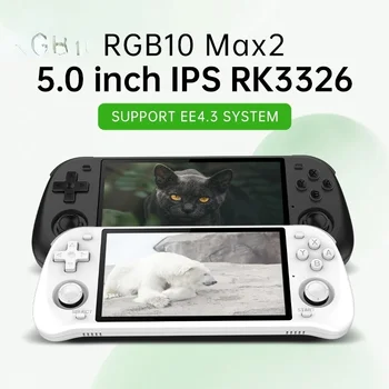 POWKIDDY Retro Sistem Open Source RGB10 Max 2 Negru Pur Alb Consolă de jocuri Portabile RK3326 5.0-Inch Ecran IPS Cadouri pentru Copii