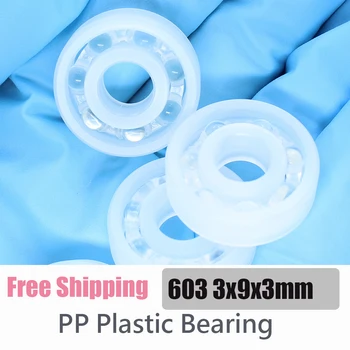 PP 603 din Plastic Rulment 3*9*3 mm 2 buc Rezistente la Coroziune Nici rugina Non-Magnetic Bile de Sticlă de Plastic, Rulmenți cu Bile