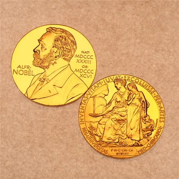 Premiul Nobel pentru Fiziologie sau Medicină Placat cu Aur de Monede Nobel Cap Portret Monede