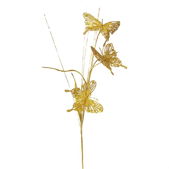 Pulbere de fructe de Padure de Simulare Fluture de Aur Ramuri 60cm Strălucitoare Nuiele Decor Acasă Bastoane Artificiale Sclipici Berry Stem