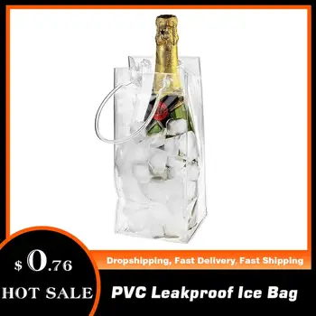 PVC Etanșe Pungă de Gheață Ecologic Transparent de Gheață Pachet Portabil Gheață Găleată de Vin, o Sticlă de Șampanie Chiller 25*11CM