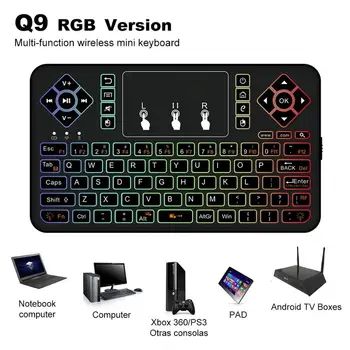 Q9 Mini Colorate Bluetooth Wireless Keyboard RGB 3Color cu iluminare din spate cu Touchpad Telecomanda Air Mouse-ul Pentru Android TV Box Tableta