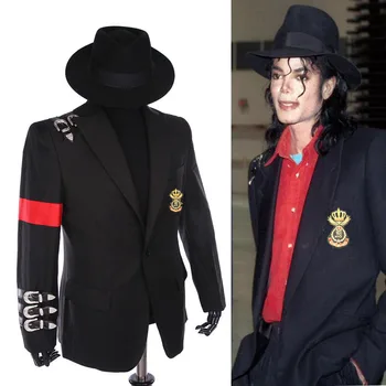 Rare Clasic MJ Michael Jackson BAD Punk Negru Cataramă Casual, Sacou Informale Catarama Insigna Sacou
