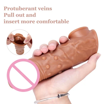Realist Prezervative Pentru Bărbați Reutilizabile Manșon Pentru Penis De Sex Masculin Extender Penis Enhancer Extindere Prezervativ Sex Masculin Penisul Jucarii Sex Shop