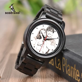 Reloj masculino BOBO PASĂRE de Lemn Femei Bărbați Ceasuri 2020 lux Quartz sex Masculin Ceas de Ceas Foto de Imprimare de Logo-ul Personalizat zegarek