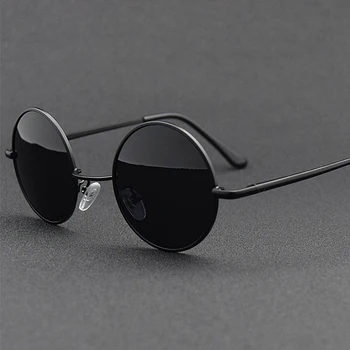 Retro clasic Rotund Polarizat ochelari de Soare Barbati de Brand Designer de Ochelari de Soare pentru Femei Aliaj Cadru Metalic Negru, Lentile Ochelari de Conducere UV400