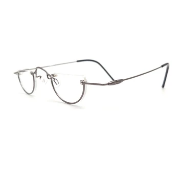 Retro mici, rotunde de metal jumătate de lună ochelari vintage baza de prescriptie medicala de miopie optica este acoperit de ochelari de vedere 1.0 2.0 3.0 4.0