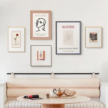 Rezumat Matisse Linie Fata de Corali Frunze de Arta de Perete Panza Pictura Nordică Postere si Printuri Poze de Perete pentru Living Decorul Camerei