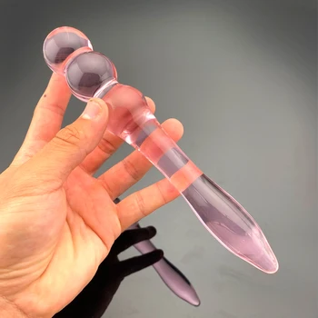 Roz de Cristal Butt Plug 3 bile de sticlă masaj stic de sticlă Transparentă anal plug jucarii Sexuale pentru doi Erotice Și Sexuale Jucarii Cur instrument de 18